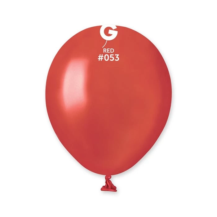13 cm-es metál piros gumi léggömb - 100 db / csomag