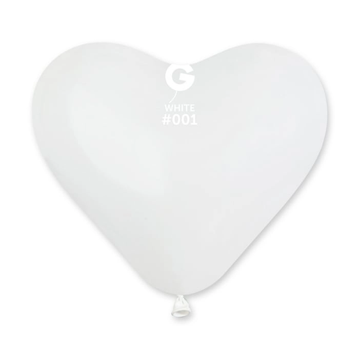 25 cm-es szív alakú fehér gumi léggömb - 100 db / csomag