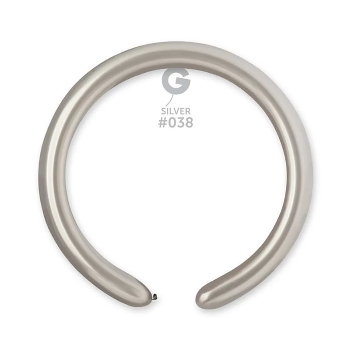 Modellező gyöngyház ezüst színű D4-es gumi léggömb - 100 db / csomag