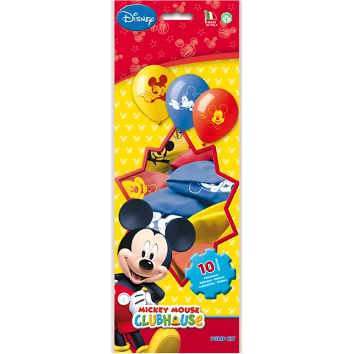 26 cm-es Mickey gumi léggömb pumpával - 10 db / csomag