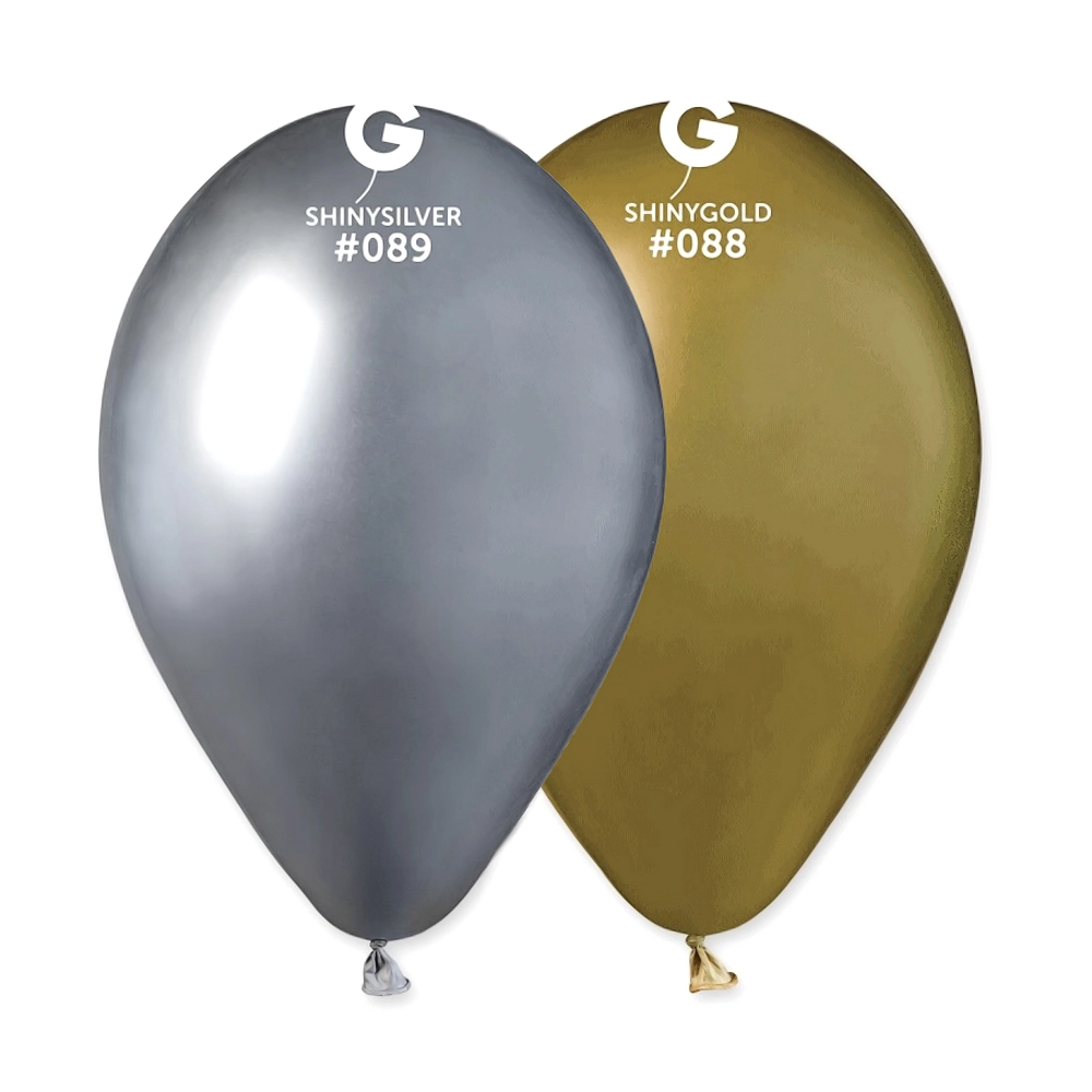 33 cm-es Shiny ezüst arany színű gumi léggömb - 10 db / csomag