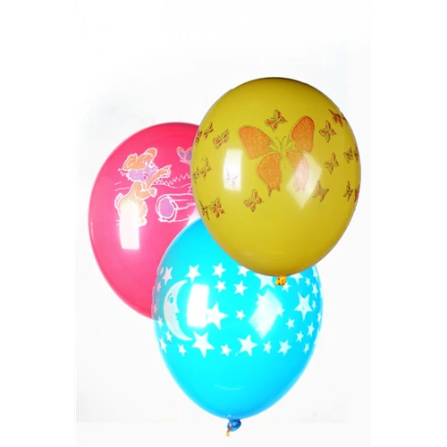 30 cm-es vegyes színű mintás gumi léggömb - 100 db / csomag