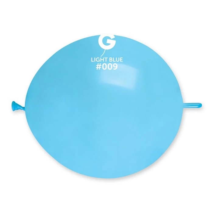 33 cm-es bóbitás világoskék gumi léggömb - 100 db / csomag