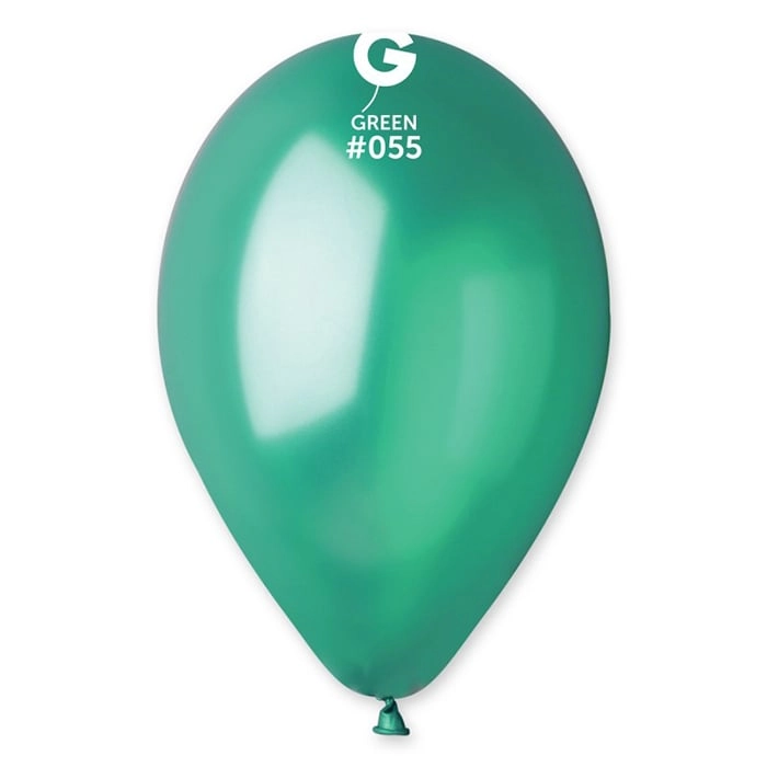 30 cm-es metál zöld gumi léggömb - 100 db / csomag
