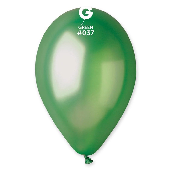 33 cm-es metál zöld gumi léggömb - 100 db / csomag