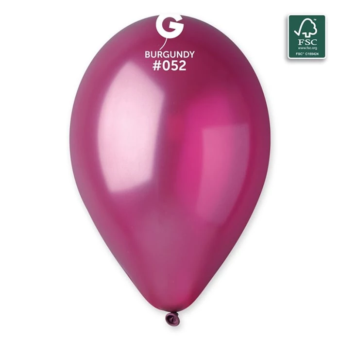 33 cm-es metál bordó gumi léggömb 10 db/cs