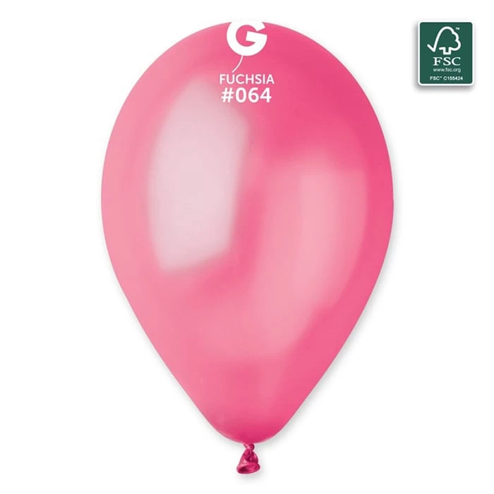 33 cm-es metál fukszia gumi léggömb 10 db/cs