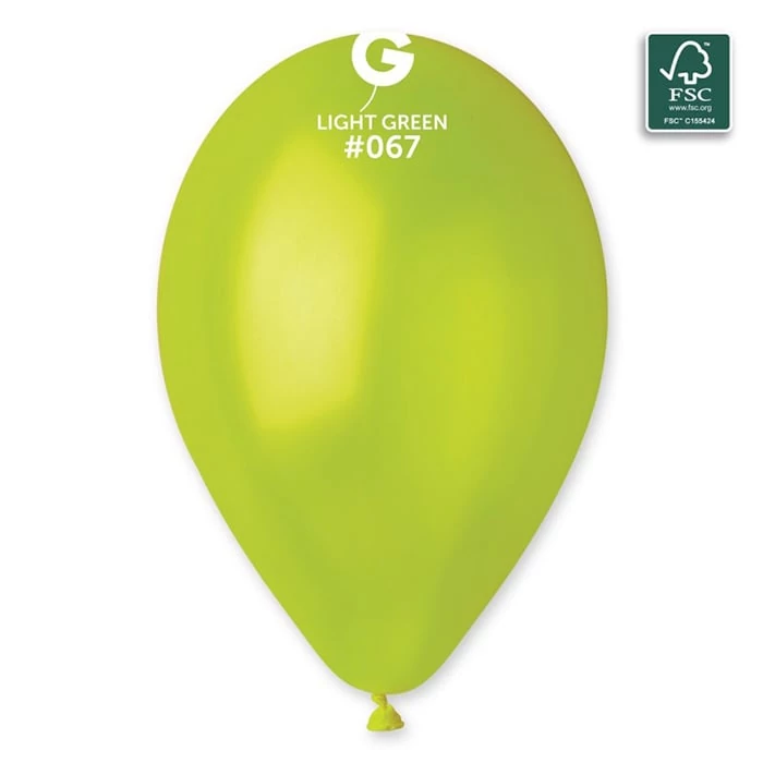 33 cm-es metál limezöld gumi léggömb 10 db/cs