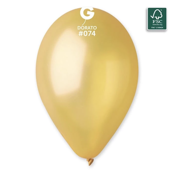 33 cm-es metál óarany gumi léggömb 10 db/cs