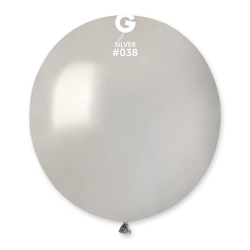 48 cm-es metál ezüst színű gumi léggömb - 50 db / csomag