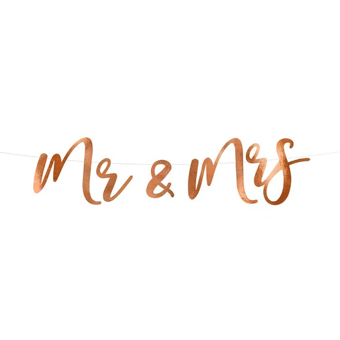 Mr & Mrs rosegold felirat - 68 cm X 16,5 cm