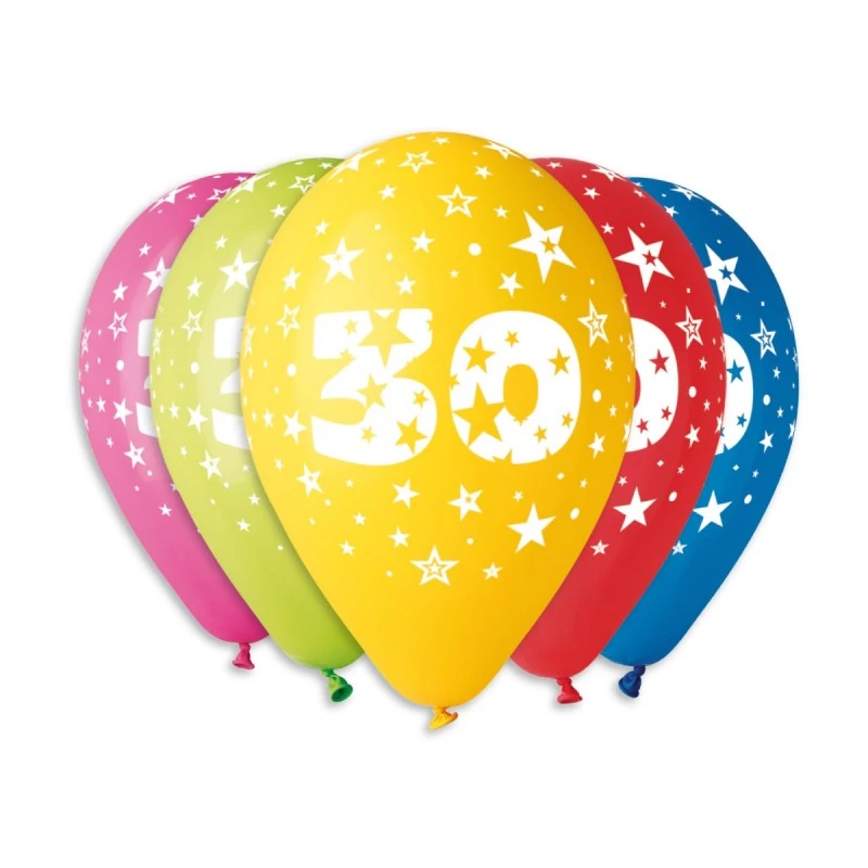 30 cm-es 30-as számos gumi léggömb - 100 db / csomag
