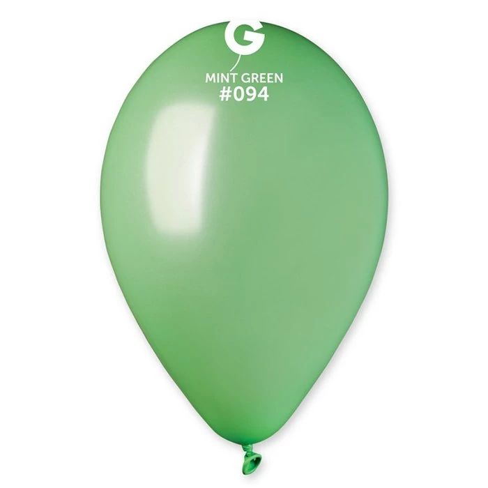 26 cm-es metál mentazöld gumi léggömb - 100 db / csomag