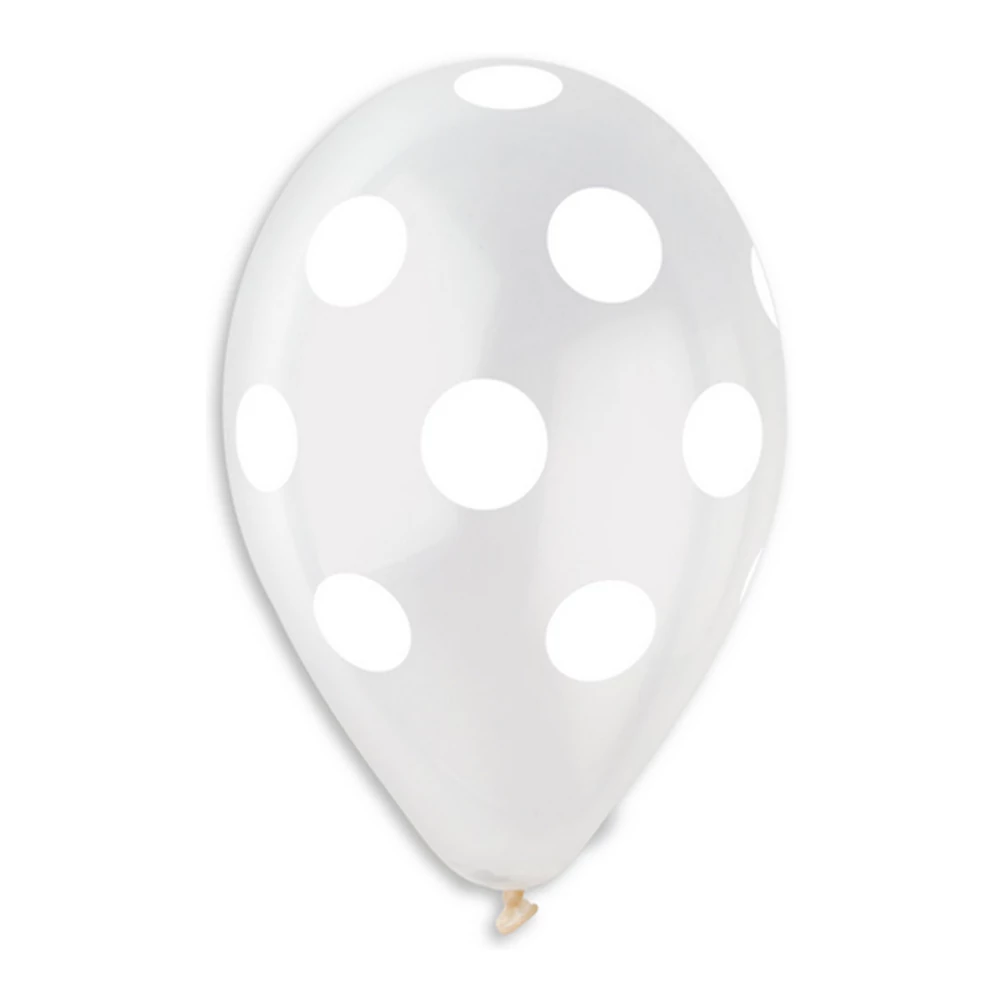 30 cm-es teli pöttyös átlátszó gumi léggömb - 100 db / csomag