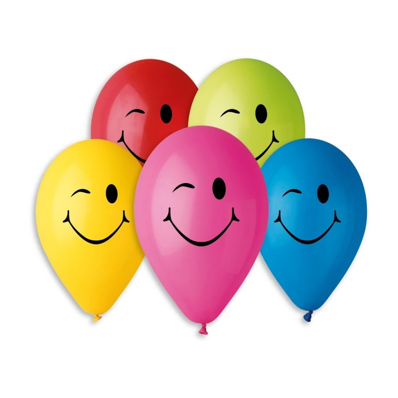 30 cm-es kacsintós színes smiley printelt léggömb 100 db/cs.