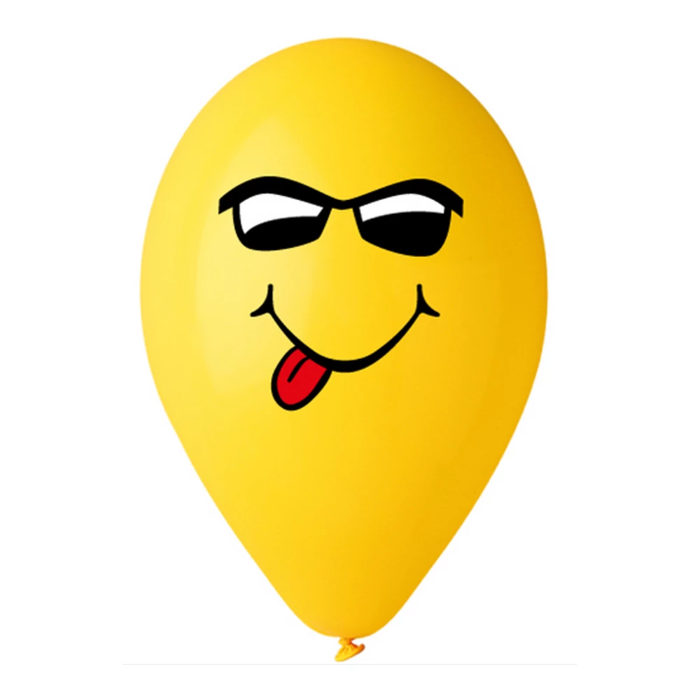 30 cm-es nyelves sárga smiley gumi léggömb - 100 db / csomag