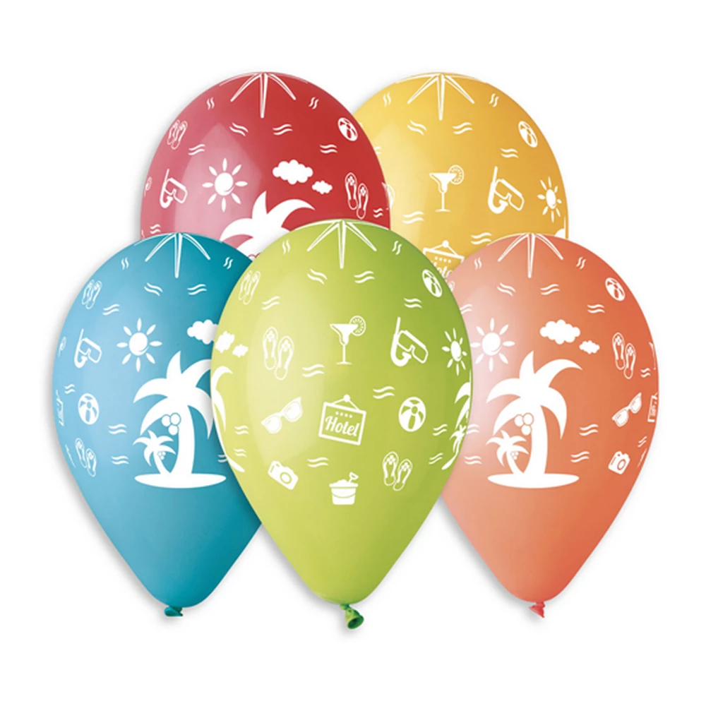 30 cm-es hawaii mintás gumi léggömb - 100 db / csomag