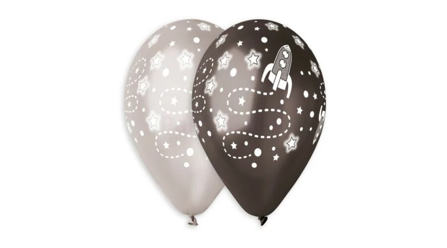 33 cm-es űrhajós printelt gumi léggömb - 10 db / csomag