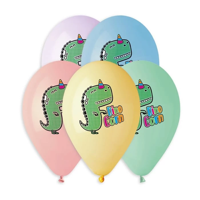 33 cm-es Dino Corn printelt léggömb - 10 db / csomag