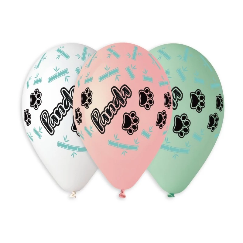 33 cm-es Panda mancsok printelt gumi léggömb - 50 db / csomag