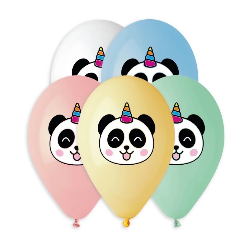 33 cm-es Pandacorn printelt vegyes gumi léggömb - 50 db / csomag