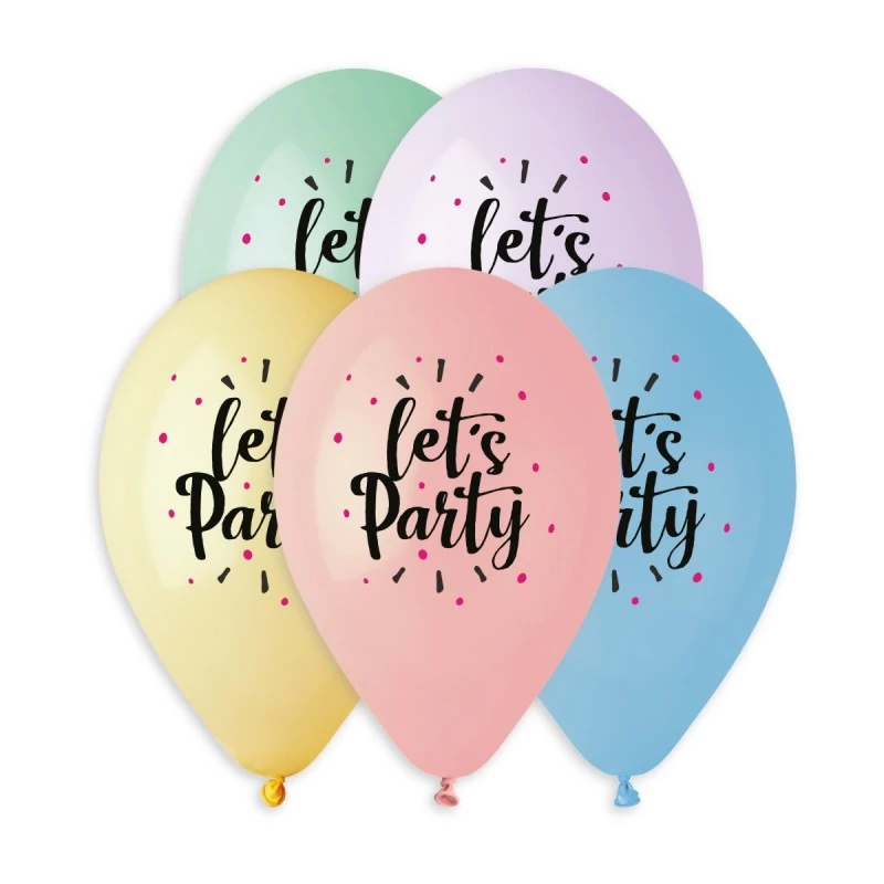 33 cm-es Let's party printelt gumi léggömb - 50 db / csomag