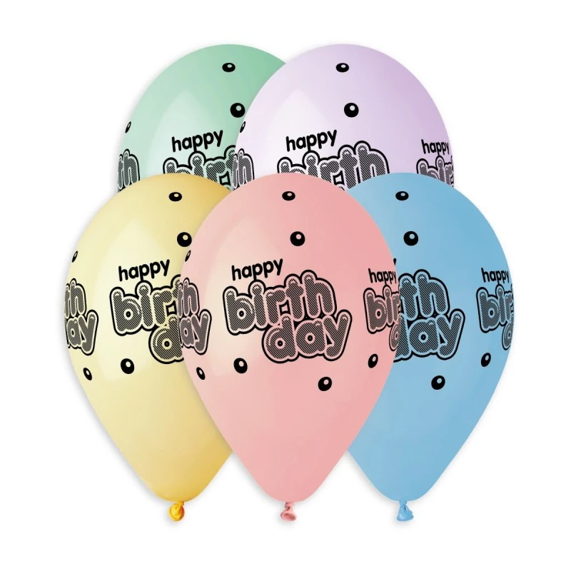 33 cm-es Happy Birthday printelt léggömb 50 db/cs.