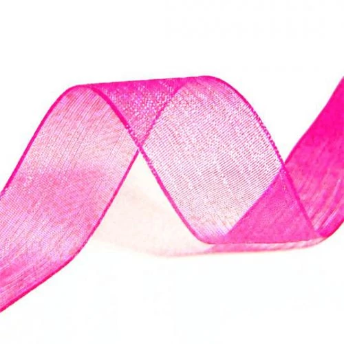 Fukszia organza szalag - 25 mm x 25 m