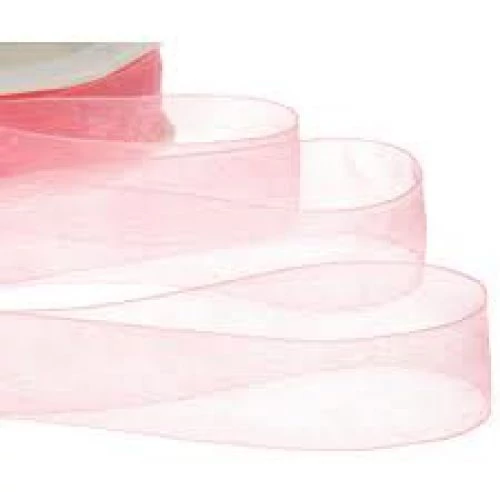 Rózsaszín organza szalag - 25 mm x 25 m