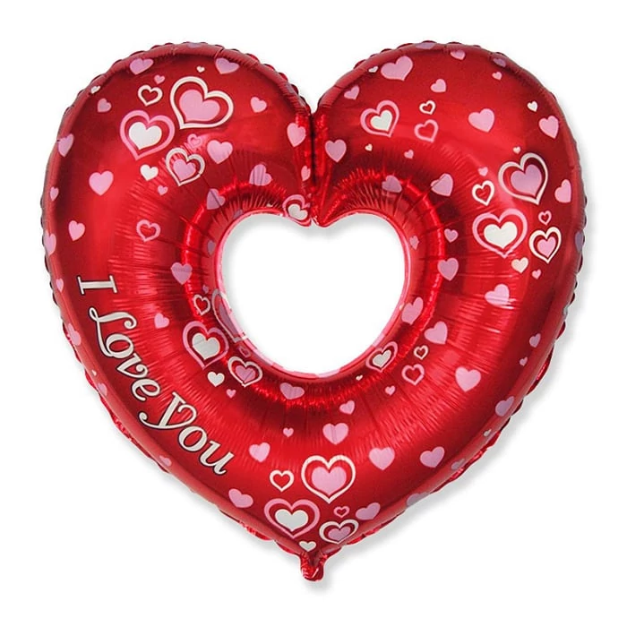 35 cm-es I Love you - lyukas szív fólia lufi