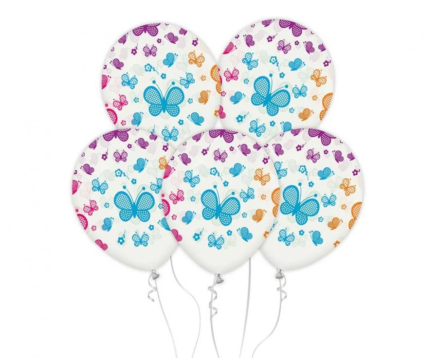 33 cm-es pillangós gumi léggömb - 5 db / csomag