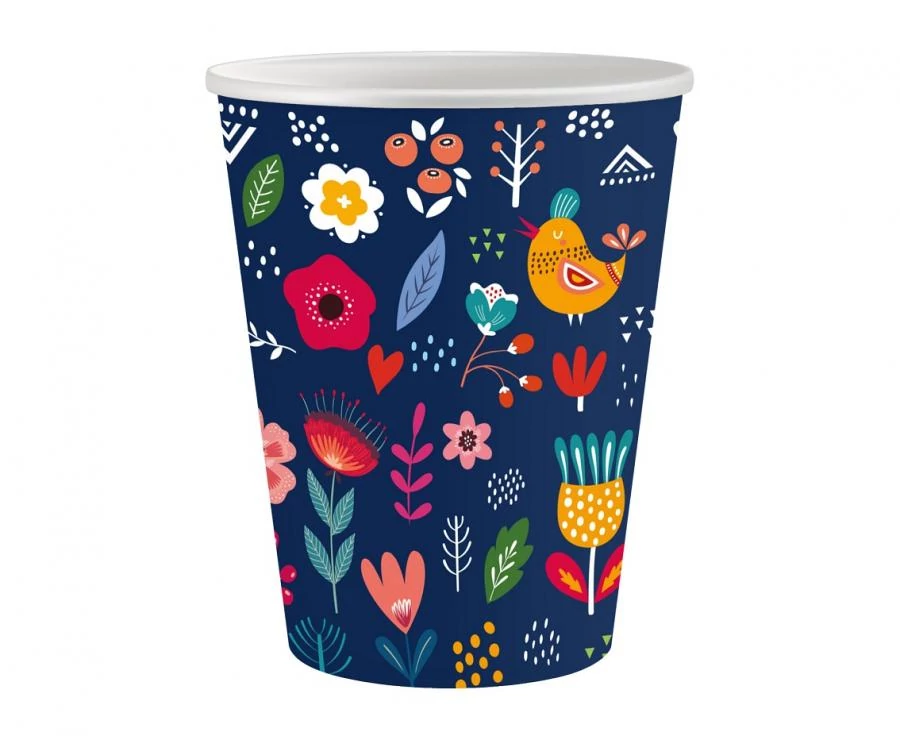 Kék pohár nyári motívumokkal - 250 ml, 6 db / csomag