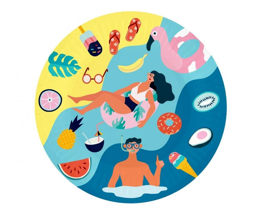 Tányér - Hurrá nyaralunk - 18 cm, 6 db / csomag