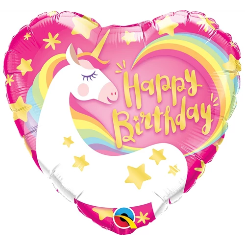 40 cm-es Unikornis Happy Birthday bubble lufi