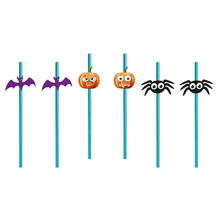 Trick or Treat papír szívószál - 6 db / csomag