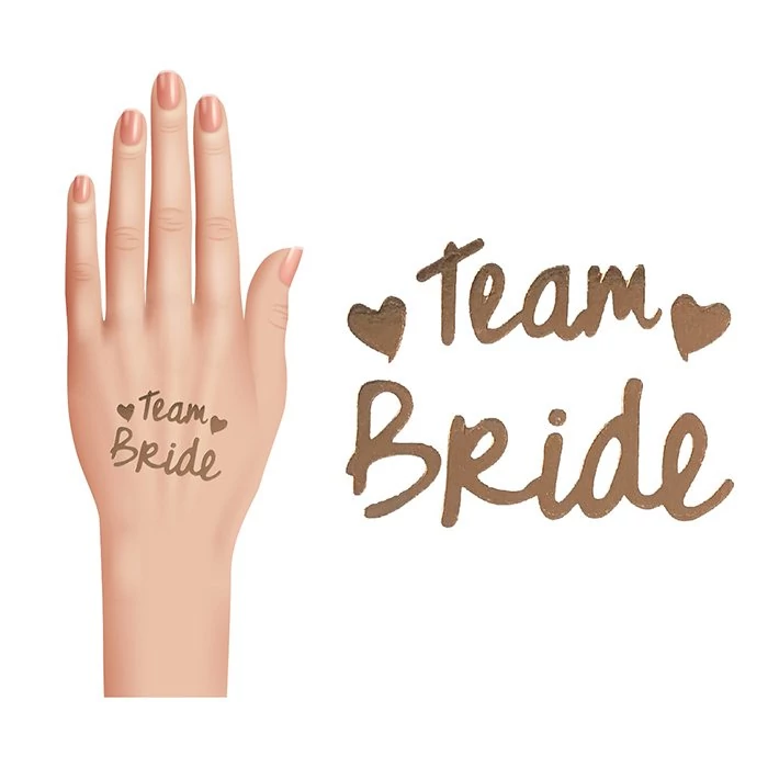Team Bride aranyszínű szívecskés tetoválás szett - 16 db / csomag