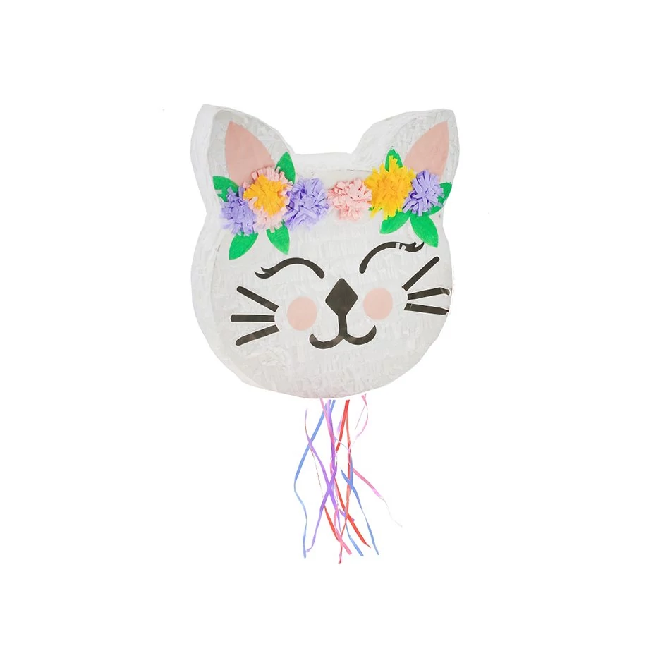 Virágos cicafej alakú piñata