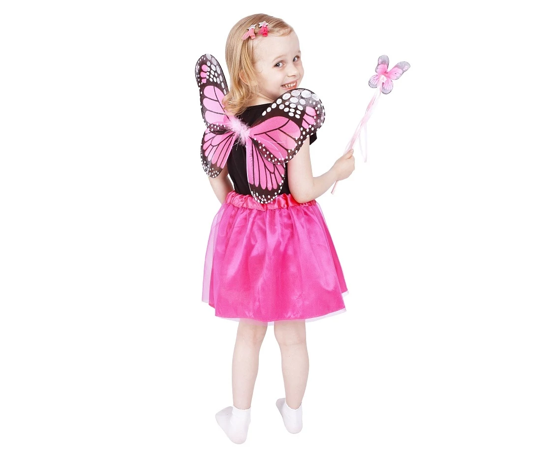 Gyerekjelmez sötét pink pillangó (szoknya, szárny, varázspálca)