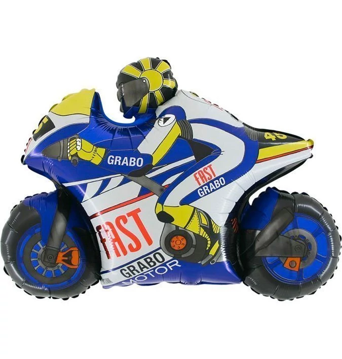 SuperShape - Kék motor fólia lufi, 76 cm