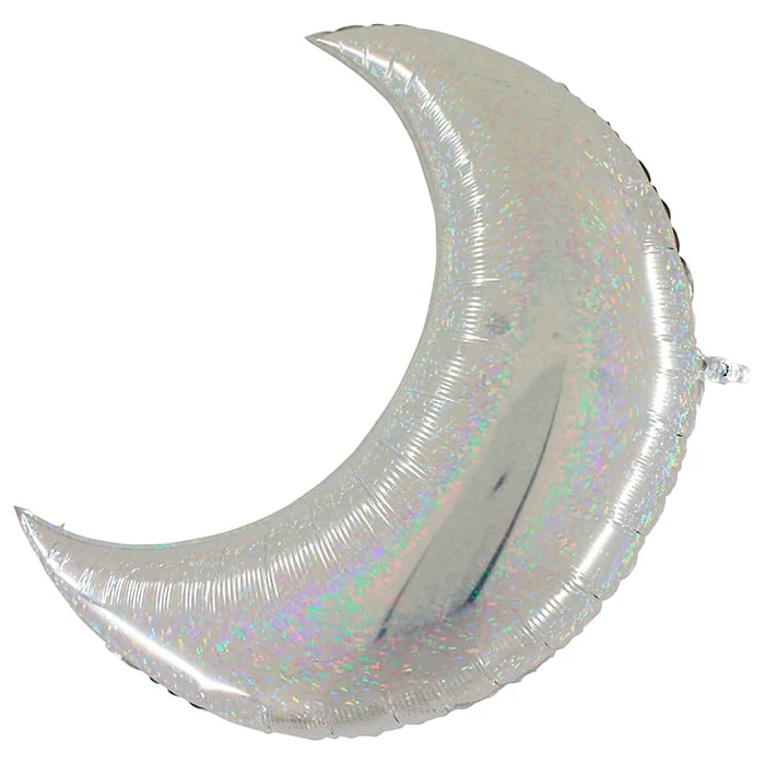 SuperShape - Hold alakú ezüst hologrammos fólia lufi