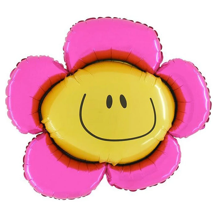 Mini - Smiley virág fólia lufi