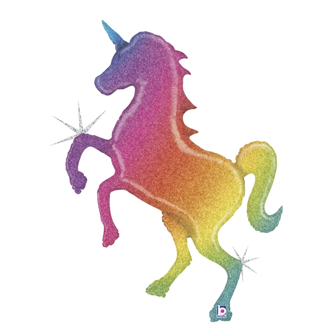 137 cm-es glitteres unikornis fólia lufi