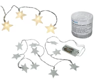 Fehér csillag fényfüzér 10 LED-del 1,3 m