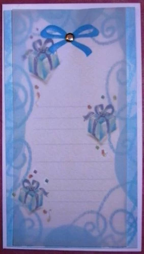 Kék ajándékdobozos meghívó 9x17 cm