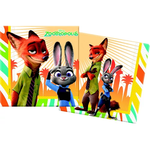 Zootropolis szalvéta 33x33 cm, 2 rétegű, 20 db/cs