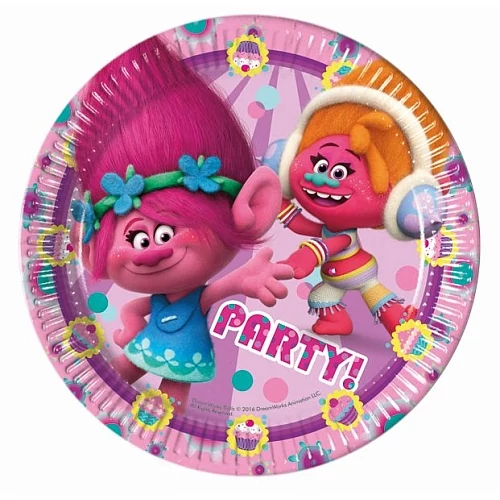 Trolls 23 cm-es papírtányér 8 db/cs