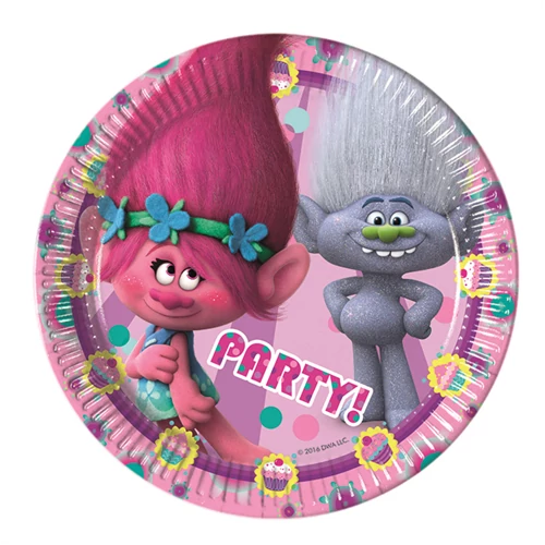 Trolls 20 cm-es papírtányér 8 db/cs