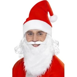Mikulás szett szakállal, szemüveggel, sapkával
