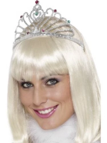 Ezüst színű tiara kövekkel
