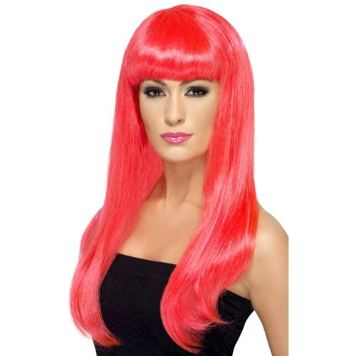Neon pink hosszú egyenes paróka
